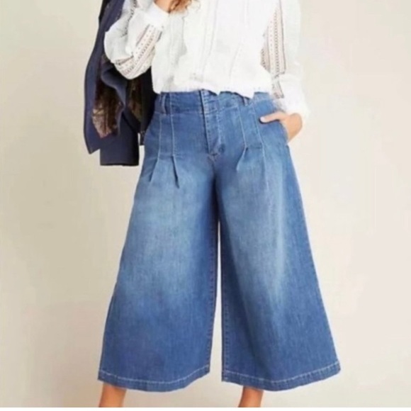Pilcro and the Letterpress Denim - Anthropologie Pilcro and the letterpress cropped super high rise palazzo jeans 4